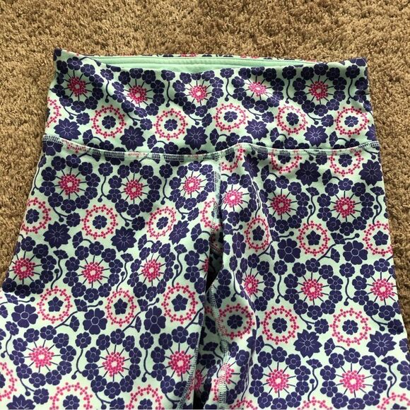 Lululemon Wunder Under Crop Size 4 Twiggy Printed Power Purple Aquamarine - Picture 6 of 10